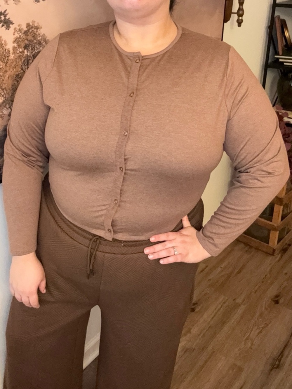Old Navy Active CloudComfy Brown Button Front Long Sleeve Top | 2X | Soft Lounge